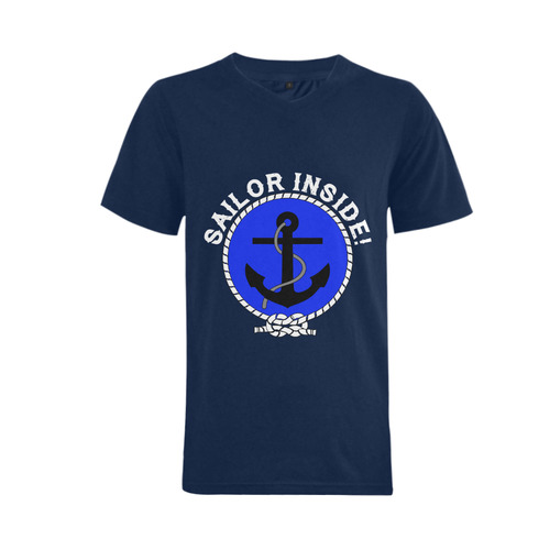 Sailor Inside Badge Watersports Yacht Sailing Boat Anchor Men's V-Neck T-shirt  Big Size(USA Size) (Model T10)