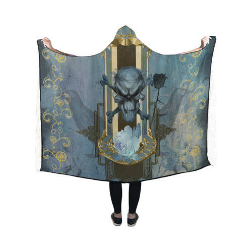The blue skull with crow Hooded Blanket 50''x40''