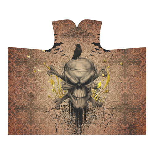 The scary skull with crow Hooded Blanket 60''x50''