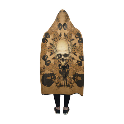 Skull with skull mandala on the background Hooded Blanket 60''x50''