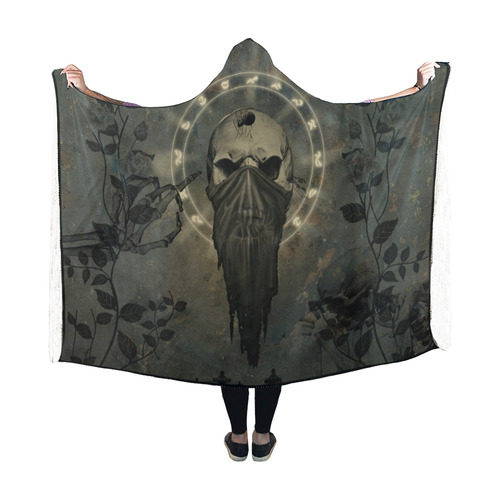The creepy skull with spider Hooded Blanket 60''x50''