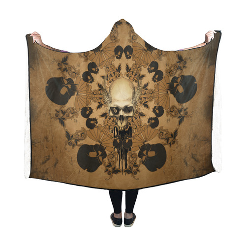 Skull with skull mandala on the background Hooded Blanket 60''x50''