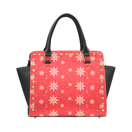 christmas snowflakes Rivet Shoulder Handbag (Model 1645)