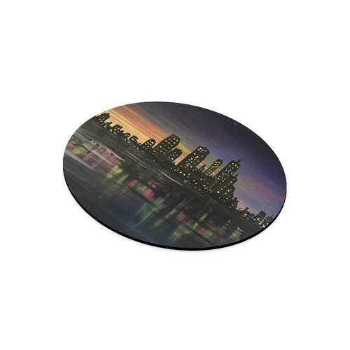 City Lights Round Mousepad