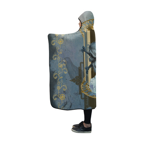 The blue skull with crow Hooded Blanket 60''x50''