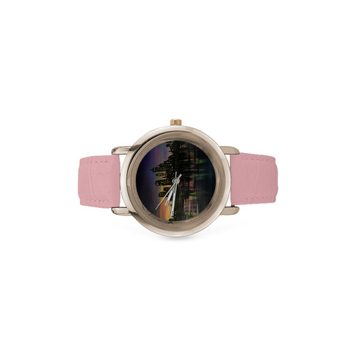City Lights Women's Rose Gold Leather Strap Watch(Model 201)