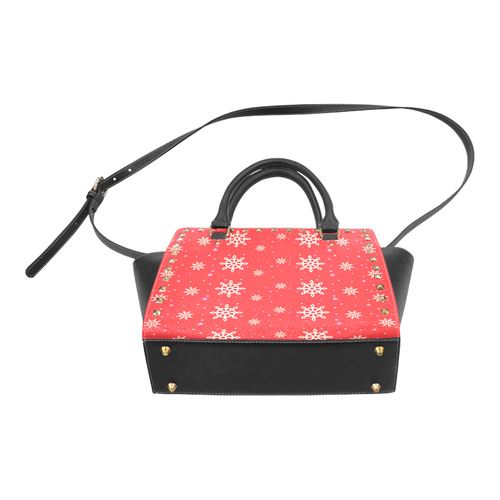 christmas snowflakes Rivet Shoulder Handbag (Model 1645)