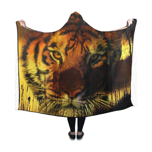 Tiger Face Hooded Blanket 60''x50''