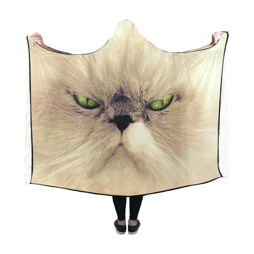 Angy Cat Hooded Blanket 60''x50''