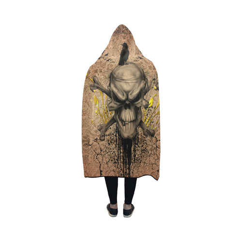 The scary skull with crow Hooded Blanket 50''x40''