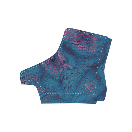 crazy midnight blue - purple snake scales animal skin design camouflage Apache Round Toe Women's Winter Boots (Model 1402)