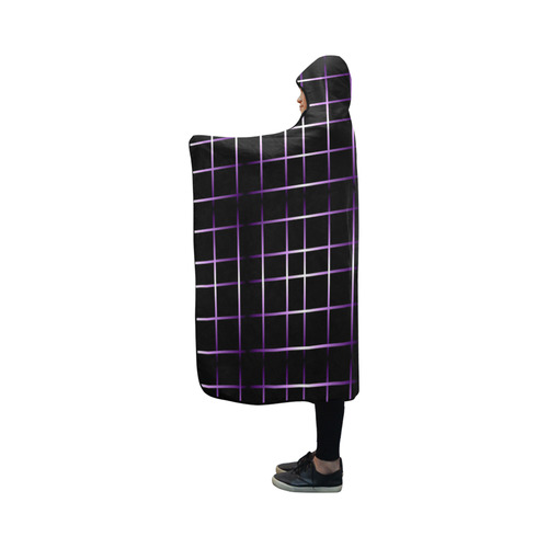 Purple Black Grid Hooded Blanket 50''x40''