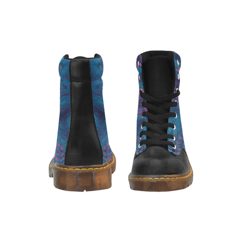 crazy midnight blue - purple snake scales animal skin design camouflage Apache Round Toe Men's Winter Boots (Model 1402)