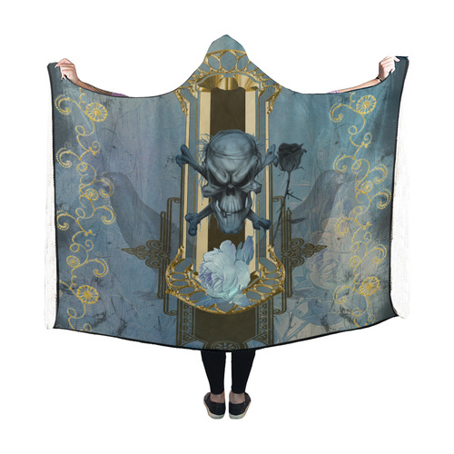The blue skull with crow Hooded Blanket 60''x50''