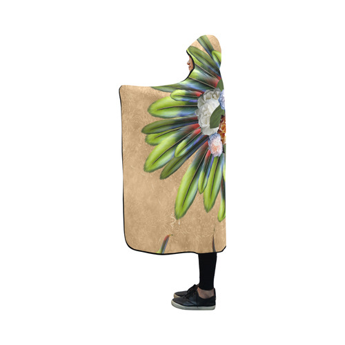 Amazing skull with feathers and flowers Hooded Blanket 50''x40''