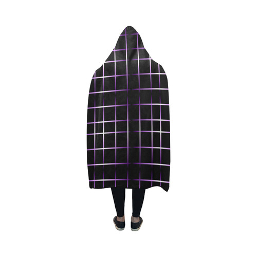 Purple Black Grid Hooded Blanket 50''x40''