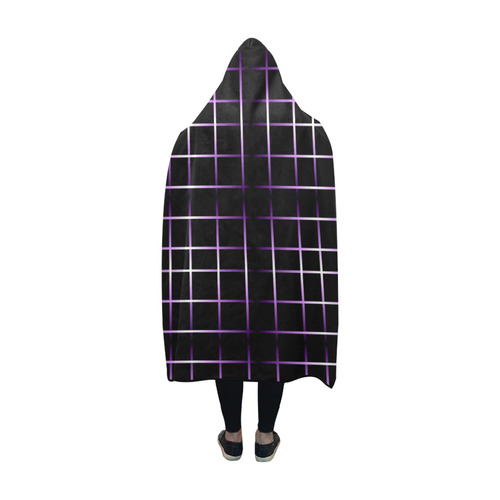 Purple Black Grid Hooded Blanket 60''x50''