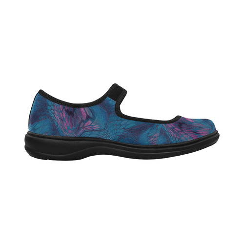 crazy midnight blue - purple snake scales animal skin design camouflage Mila Satin Women's Mary Jane Shoes (Model 4808)
