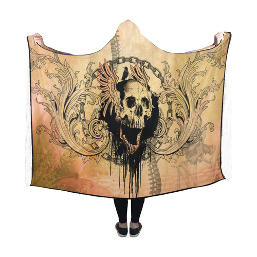 Amazing skull with wings Hooded Blanket 60''x50''