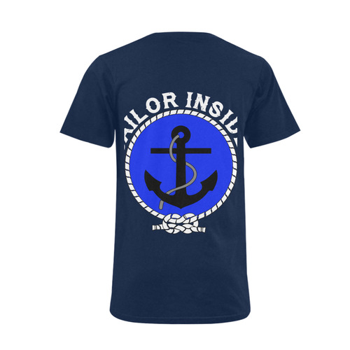 Sailor Inside Badge Watersports Yacht Sailing Boat Anchor Men's V-Neck T-shirt  Big Size(USA Size) (Model T10)