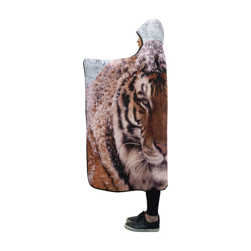 Tiger and Snow Hooded Blanket 60''x50''