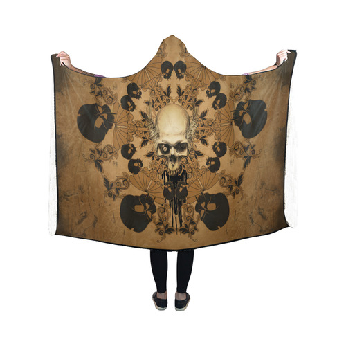 Skull with skull mandala on the background Hooded Blanket 50''x40''