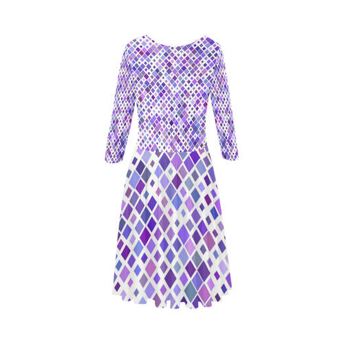 Purple Squared Elbow Sleeve Ice Skater Dress (D20)