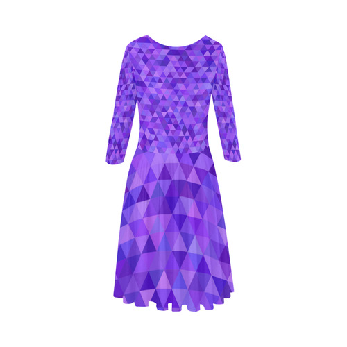 Purple Triangles Elbow Sleeve Ice Skater Dress (D20)