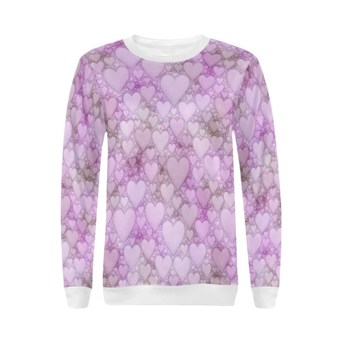 Hearts and Hearts B by JamColors All Over Print Crewneck Sweatshirt for Women (Model H18)