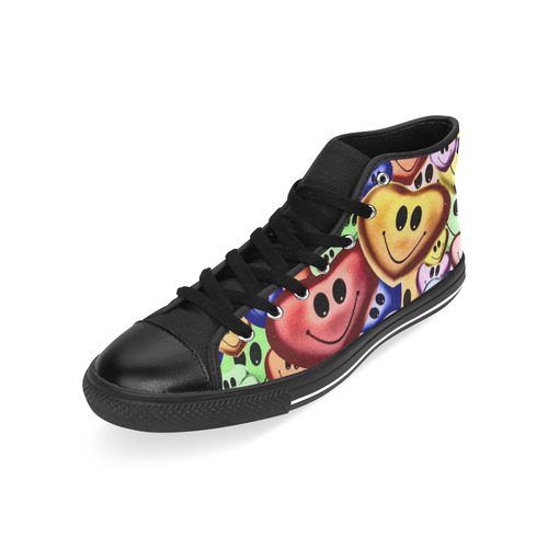 Funny smiling hearts A by JamColors High Top Canvas Shoes for Kid (Model 017)
