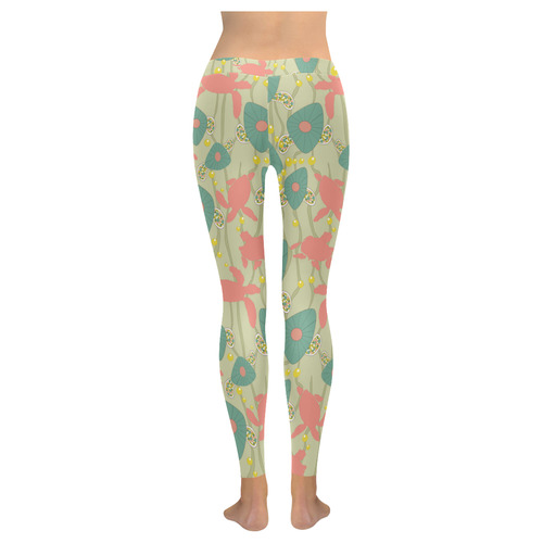 Retro Swimming Turtles Women's Low Rise Leggings (Invisible Stitch) (Model L05)