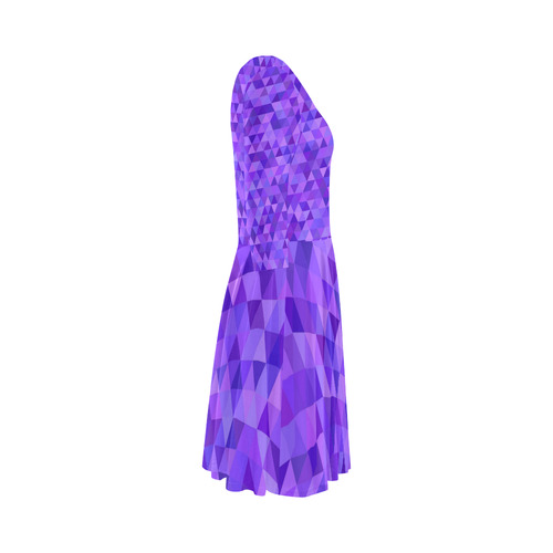 Purple Triangles Elbow Sleeve Ice Skater Dress (D20)