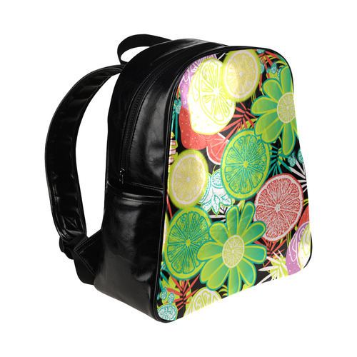 Loudly Lime Black Multi-Pockets Backpack (Model 1636)