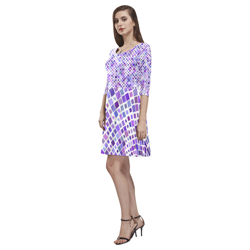 Purple Squared Tethys Half-Sleeve Skater Dress(Model D20)