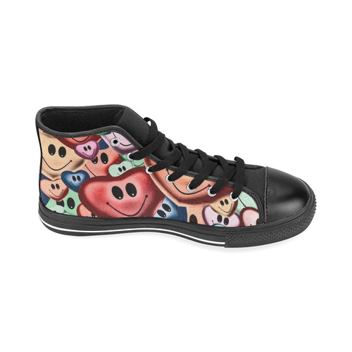 Funny smiling hearts B by JamColors High Top Canvas Women's Shoes/Large Size (Model 017)