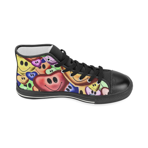 Funny smiling hearts A by JamColors Women's Classic High Top Canvas Shoes (Model 017)