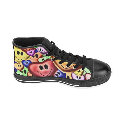 Funny smiling hearts A by JamColors High Top Canvas Women's Shoes/Large Size (Model 017)