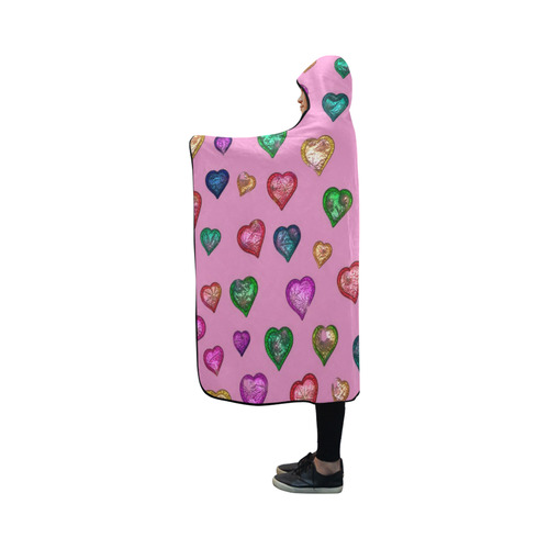 Shimmering hearts Hooded Blanket 50''x40''