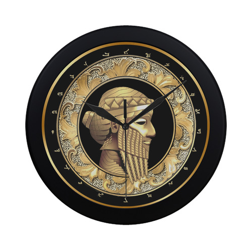 Black and Gold Sargon Clock Circular Plastic Wall clock