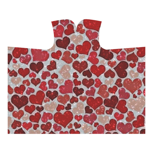 sparkling hearts, red Hooded Blanket 60''x50''