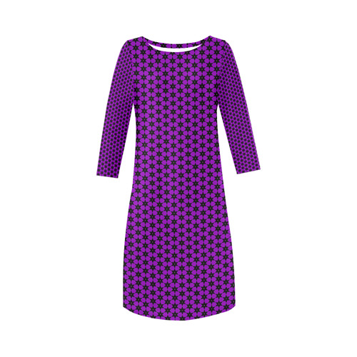 Purple Star Lattice Round Collar Dress (D22)