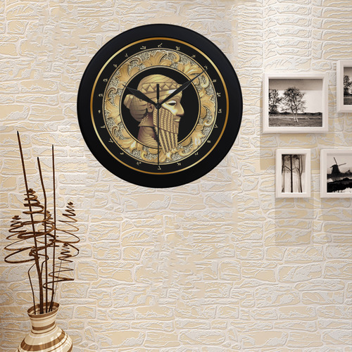 Black and Gold Sargon Clock Circular Plastic Wall clock
