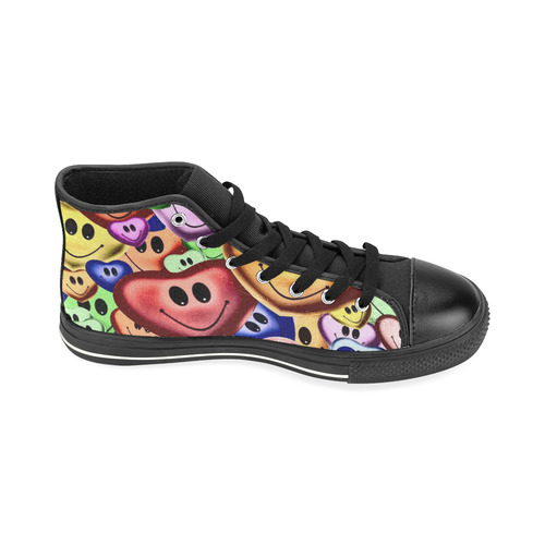 Funny smiling hearts A by JamColors High Top Canvas Shoes for Kid (Model 017)