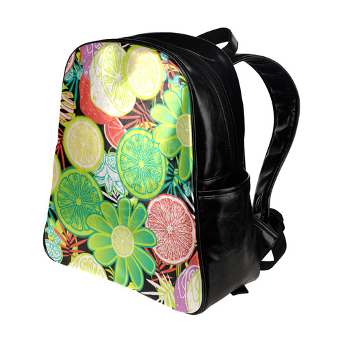 Loudly Lime Black Multi-Pockets Backpack (Model 1636)