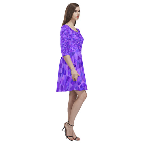 Purple Triangles Tethys Half-Sleeve Skater Dress(Model D20)
