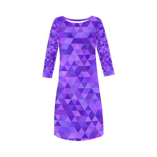 Purple Triangles Round Collar Dress (D22)