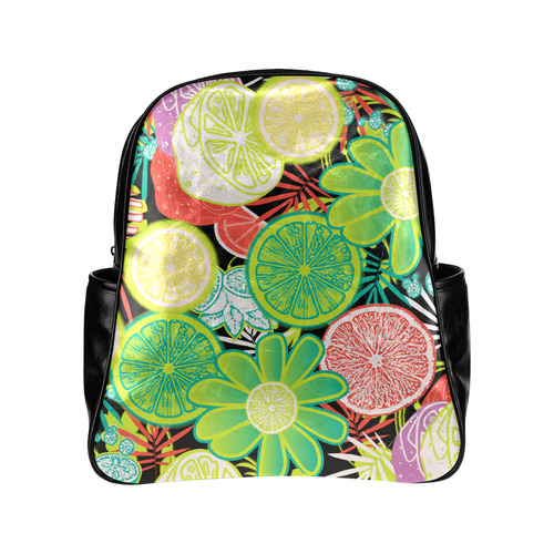 Loudly Lime Black Multi-Pockets Backpack (Model 1636)