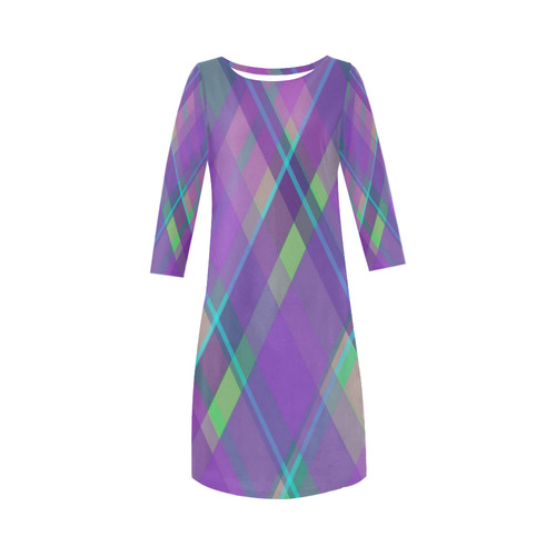 Purple Plaid 2 Round Collar Dress (D22)
