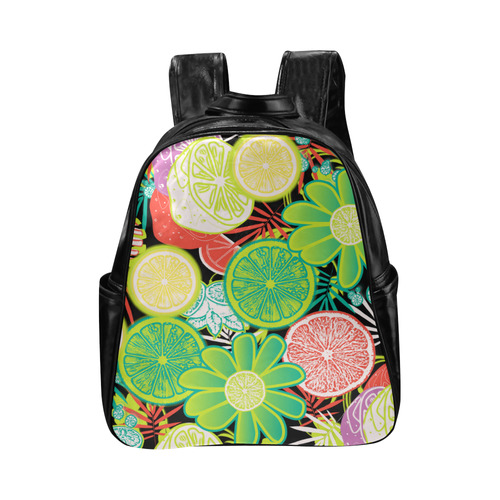 Loudly Lime Black Multi-Pockets Backpack (Model 1636)