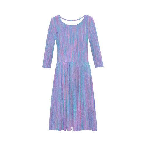 Purple Turquoise Watercolor Elbow Sleeve Ice Skater Dress (D20)